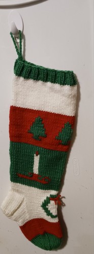 Hand knit christmas stocking - christmas,