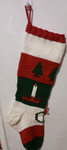 Hand knit christmas stocking - hand,